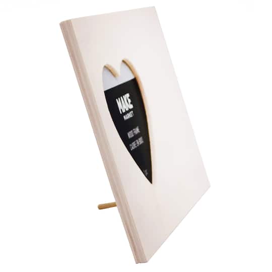 24 Pack: 8.5" x 6.5" Wood Frame with Heart Opening by Make Market®
